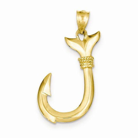 14k Gold Whale Tail Hook pendant, Beautiful Pendants for Necklace