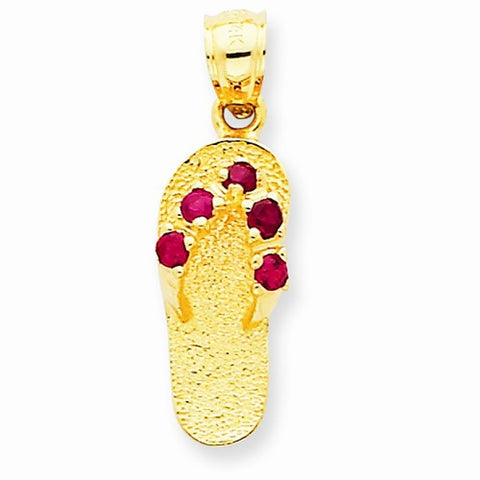 14k Gold January/CZ Birthstone Flip Flop Pendant, Pendants for Necklace