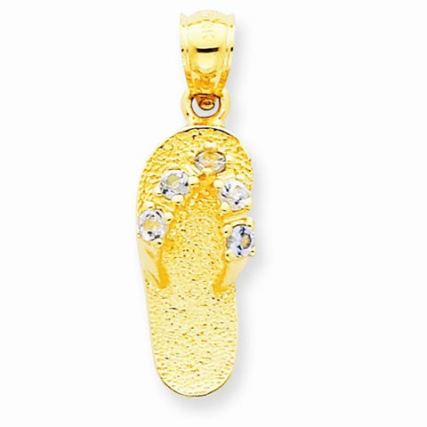 14k Gold March/CZ Birthstone Flip Flop Pendant, Pendants for Necklace