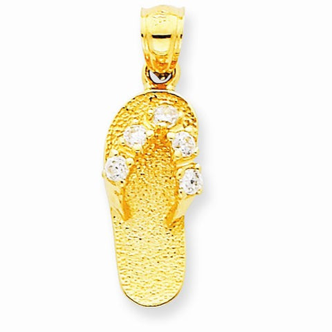 14k Gold April/CZ Birthstone Flip Flop Pendant, Pendants for Necklace