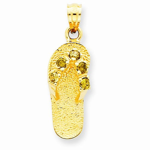 14k Gold August/CZ Birthstone Flip Flop Pendant, Pendants for Necklace
