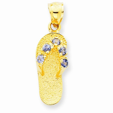 14k Gold December/CZ Birthstone Flip Flop Pendant, Pendants for Necklace