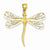 14k Gold Two-tone Diamond-cut Filigree Dragonfly Pendant, Pendants for Necklace