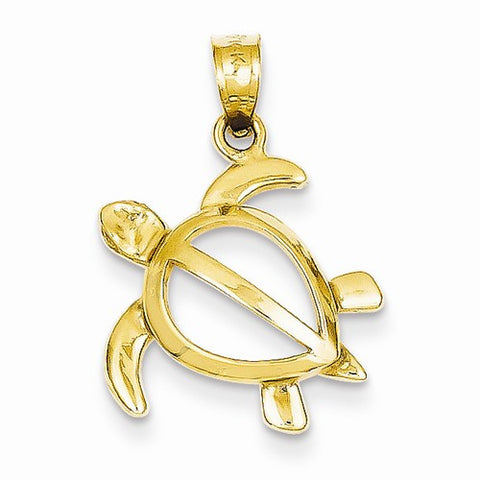 14k Gold Open Turtle pendant, Fine Pendants for Necklace