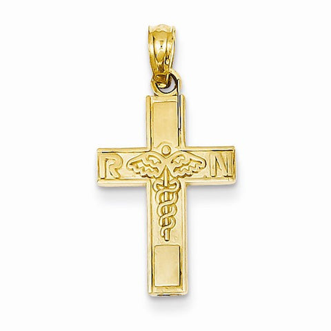 14k Gold RN & Caduceus Cross Pendant, Pendants for Necklace