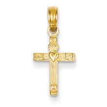14k Gold Mini Heart Cross Charm hide-image