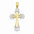 14k Gold w/Rhodium Diamond/cut Cross Pendant, Pendants for Necklace