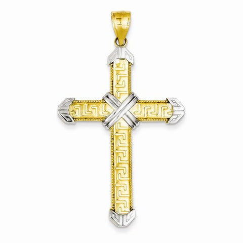 14k Gold and Rhodium Cross Pendant, Pendants for Necklace