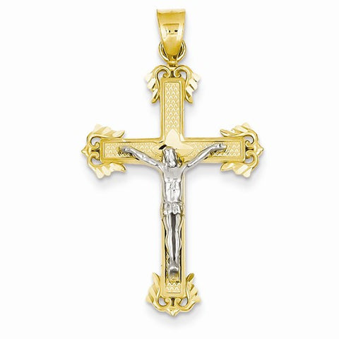 14k Gold Two-tone Diamond-cut Crucifix pendant, Dazzling Pendants for Necklace