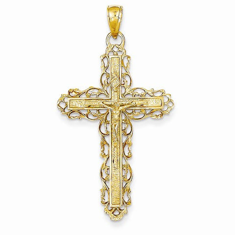 14k Gold INRI Crucifix pendant, Pretty Pendants for Necklace