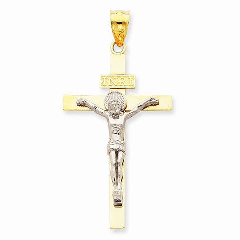 14k Gold Two-tone INRI Crucifix Pendant, Appealing Pendants for Necklace