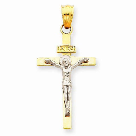14k Gold Two-tone INRI Crucifix pendant, Dazzling Pendants for Necklace