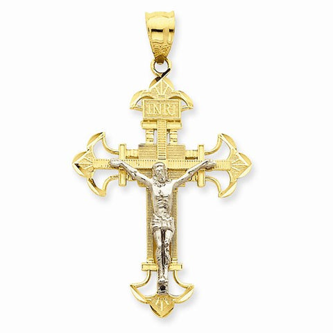 14k Gold Two-tone INRI Crucifix pendant, Beautiful Pendants for Necklace