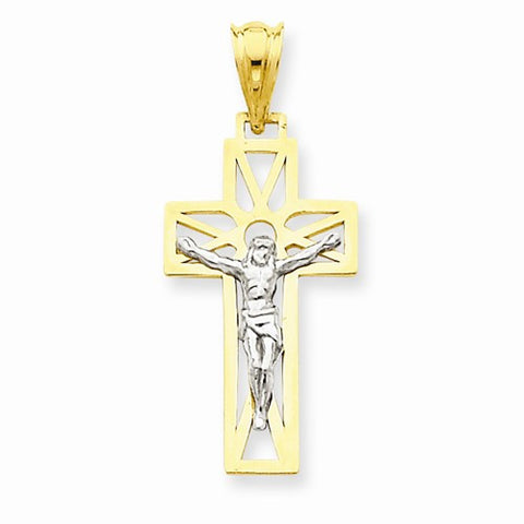 14k Gold Two-tone Crucifix Pendant, Pendants for Necklace