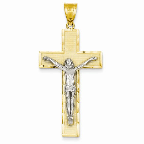 14k Gold Two-tone Diamond-cut Crucifix Pendant, Pretty Pendants for Necklace