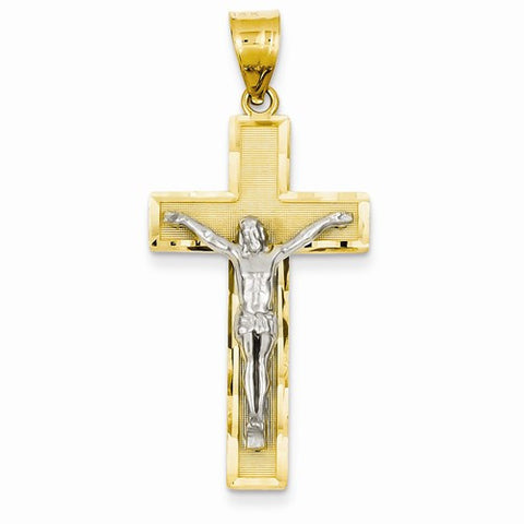 14k Gold Two-tone Diamond-cut Crucifix Pendant, Gorgeous Pendants for Necklace