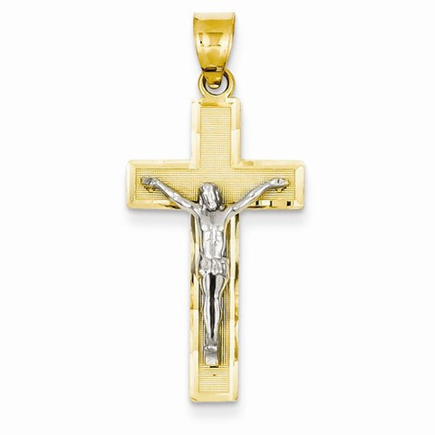 14k Gold Two-tone Diamond-cut Crucifix Pendant, Lovely Pendants for Necklace