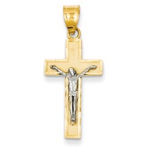 14k Gold Two-tone Diamond-cut Crucifix Charm hide-image