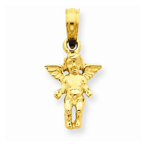 14k Gold Small Guardian Angel Pendant, Pendants for Necklace
