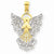14k Gold w/Rhodium Filigree Angel pendant, Alluring Pendants for Necklace