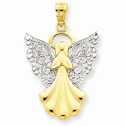 14k Gold w/Rhodium Filigree Angel pendant, Appealing Pendants for Necklace