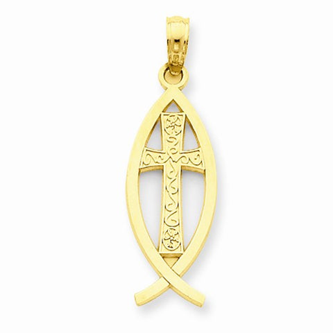 14k Gold Ichthus Fish Pendant, Exquisite Pendants for Necklace