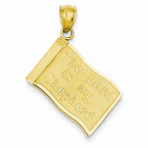 14k Gold The Lord is My Shepherd Book Pendant, Pendants for Necklace