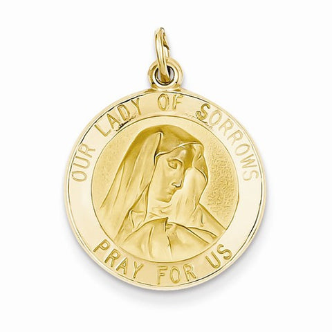 14k Gold Our Lady of Sorrows Medal pendant, Pretty Pendants for Necklace