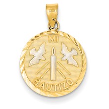 14k Gold w/Rhodium Mi Bautizo Charm hide-image