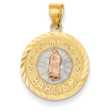 14k Gold Two-tone & Rhodium Our Lady of Guadalupe My Baptism Charm hide-image