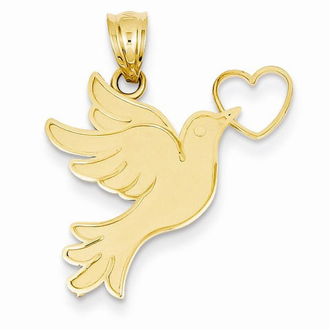 14k Gold Dove w/Heart Pendant, Pendants for Necklace