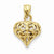 14k Gold Diamond-cut Open Filigree Fleure-lis Heart Pendant, Pendants for Necklace