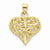 14k Gold Diamond-cut Open Filigree Fleure-lis Heart Pendant, Pendants for Necklace