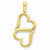 14k Gold 3-D Solid Double Hanging Hearts Pendant, Pendants for Necklace