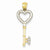 14k Gold & Rhodium Heart Key pendant, Dazzling Pendants for Necklace