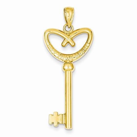 14k Gold Pretzel Heart Key with Key to my Heart Pendant, Pendants for Necklace