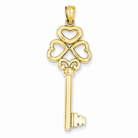 14k Gold Triple Heart Key with Key to my Heart Pendant, Pendants for Necklace