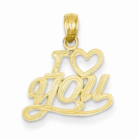 14k Gold Polished & Textured I Heart You pendant, Fine Pendants for Necklace