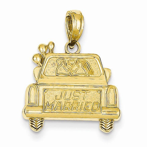 14k Gold Polished & Textured Just Married Pendant, Pendants for Necklace