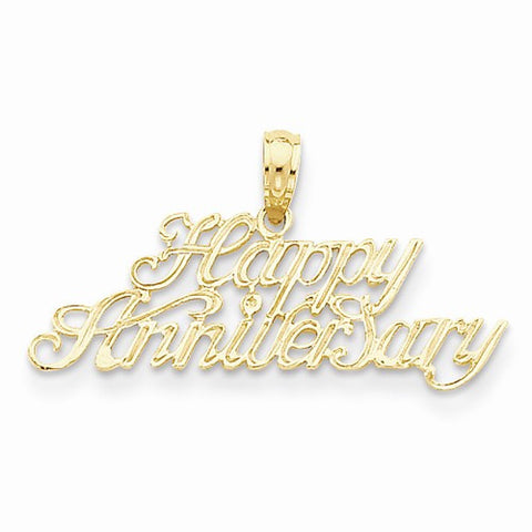 14k Gold Polished Happy Anniversary pendant, Pendants for Necklace