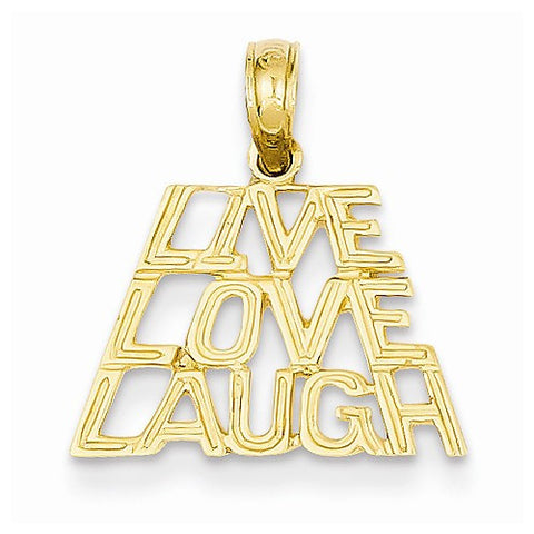 14k Gold Live, Laugh, Love Pendant, Pendants for Necklace