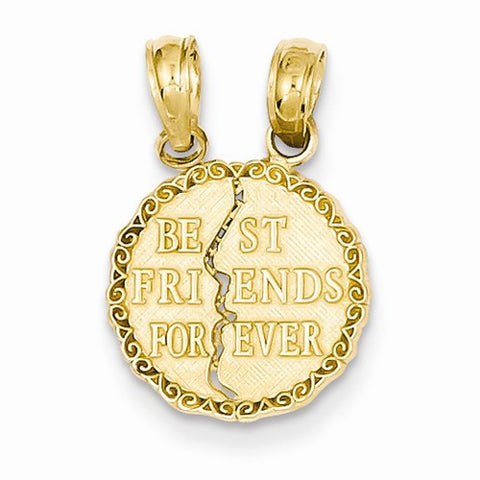 14k Gold Best Friends Forever Break apart Pendant, Pendants for Necklace