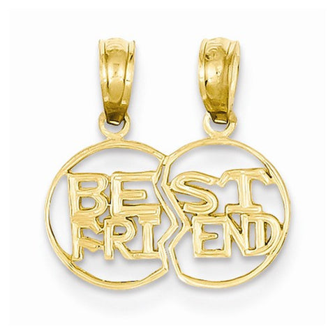 14k Gold Break apart Cut-out Best Friend Pendant, Pendants for Necklace