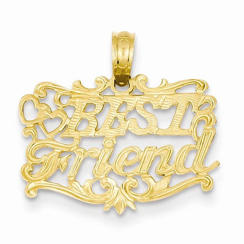 14k Gold Best Friend with Hearts Pendant, Pendants for Necklace