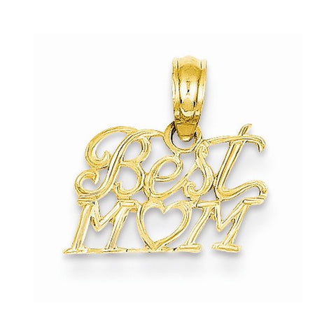 14k Gold Best Mom with Heart Pendant, Pendants for Necklace