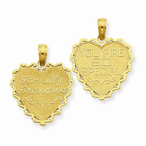 14k Gold Reversible You are so Special / For My Grandma Pendant, Pendants for Necklace