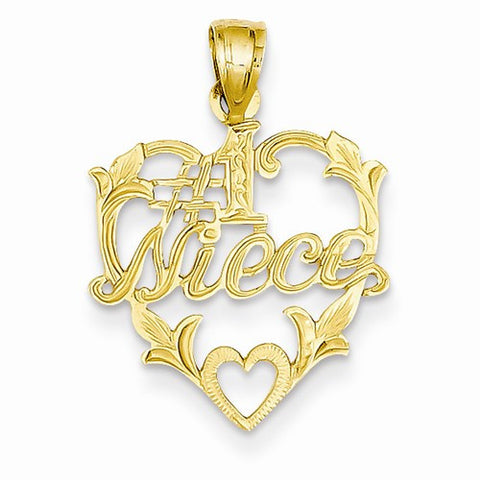 14k Gold #1 Niece in Heart Pendant, Pendants for Necklace