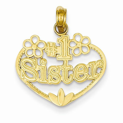 14k Gold #1 Sister in Heart Pendant, Pendants for Necklace