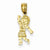 14k Gold Girl Waving with Flower on Blouse Pendant, Pendants for Necklace
