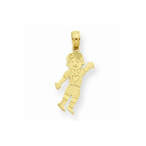 14k Gold Boy Waving with Heart on Pocket Pendant, Pendants for Necklace